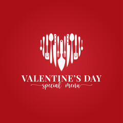 Valentines day menu. Valentines heart on red