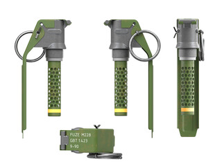 3d render of hand grenade fuze isolated on white background