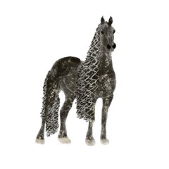 Fototapeta premium Beautiful black horse. With long mane. Frisian horse stay. Illustration.