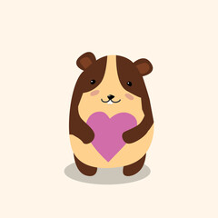 cute hamster with heart present. Valentine's Day illustration