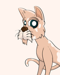 Light brown cat with head body tail layers with spots cartoon illustration vector