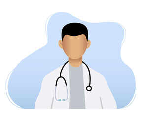 Fototapeta premium Black Doctor Medic Male In White Medical Coat With Stethoscope Character Vector
