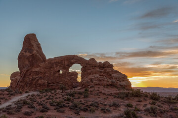 Sunset over Turret Arch in the Arches National Park © imagoDens