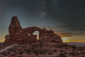Sunset over Turret Arch in the Arches National Park