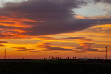 Fototapeta premium dawn over a field in autumn, Lower Silesia, Poland