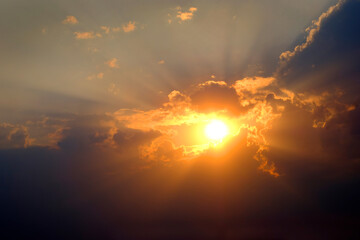 Sunlight Sun Rays Shining Through Clouds in Sky Symbolizing Hope