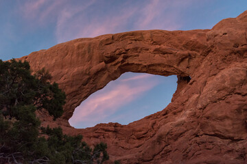 Sunset over Turret Arch in the Arches National Park