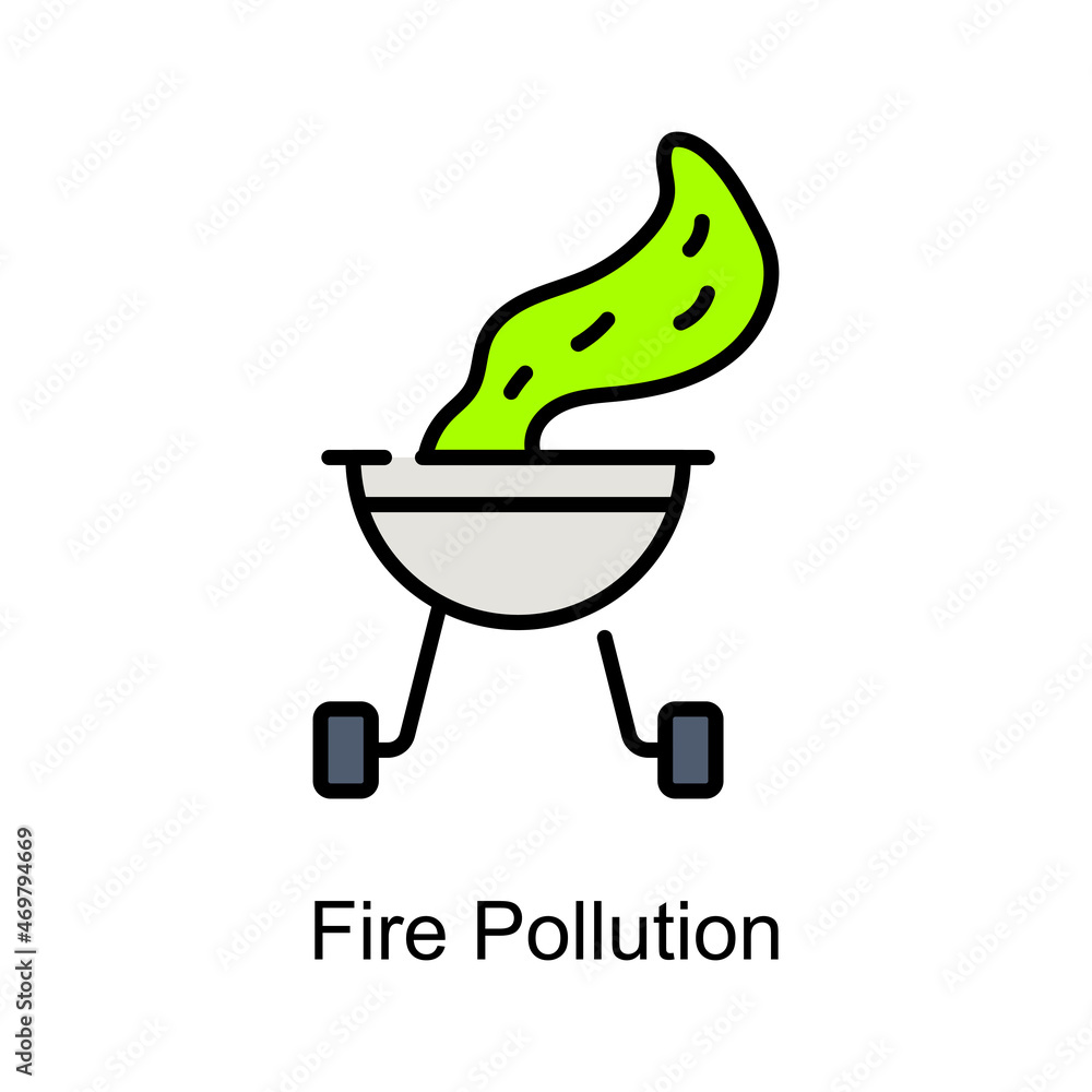 Poster fire pollution vector fill outline icon. illustration style eps 10 file format