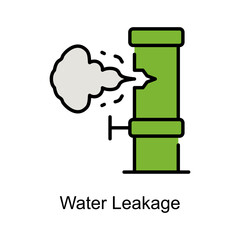 Water Leakage vector fill outline icon. Illustration style EPS 10 file format