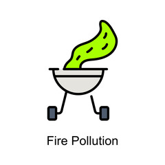 Fire Pollution vector fill outline icon. Illustration style EPS 10 file format