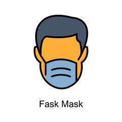 Fask Mask vector fill outline icon. Illustration style EPS 10 file format