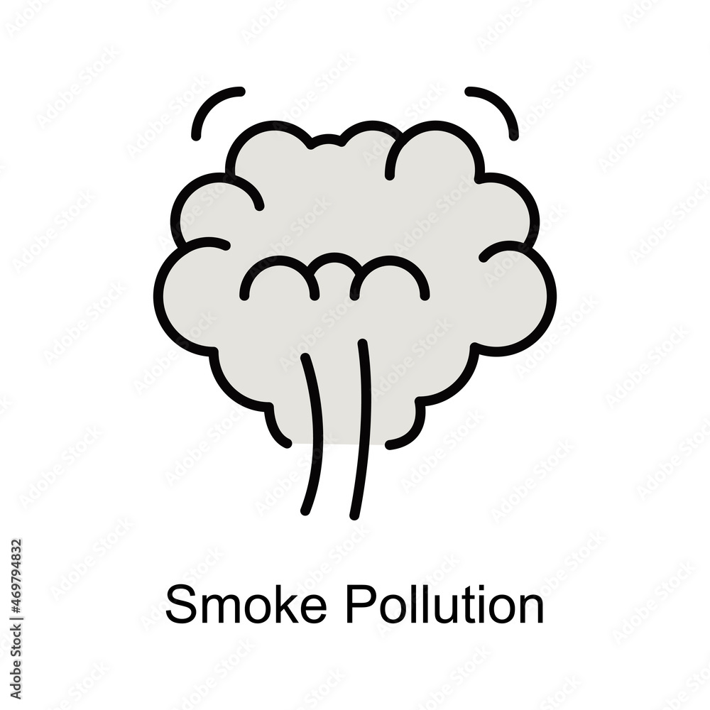 Poster smoke pollution vector fill outline icon. illustration style eps 10 file format
