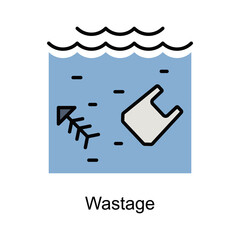 Wastage vector fill outline icon. Illustration style EPS 10 file format