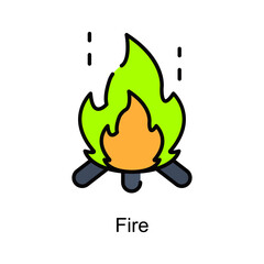 Fire vector fill outline icon. Illustration style EPS 10 file format