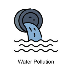Water Pollution fill vector outline icon. Illustration style EPS 10 file format
