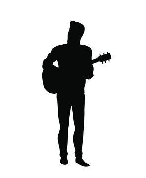 Man Playing Acoustic Guitar Silhouette Vector Illustration