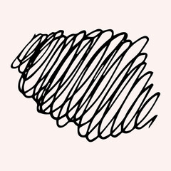 Spiral symbol hand painted crayon. Concentric curvy shape, swirling swash isolated on white background. Movement, endless time, cycle concept. Decorative graphic design element. Vector illustration