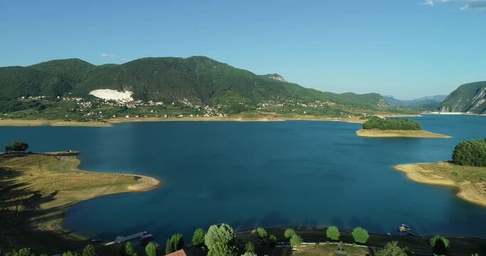 Aerial view of Rama Lake, an artificial lake in Ramsko jezero province, Bosnia and Herzegovina.