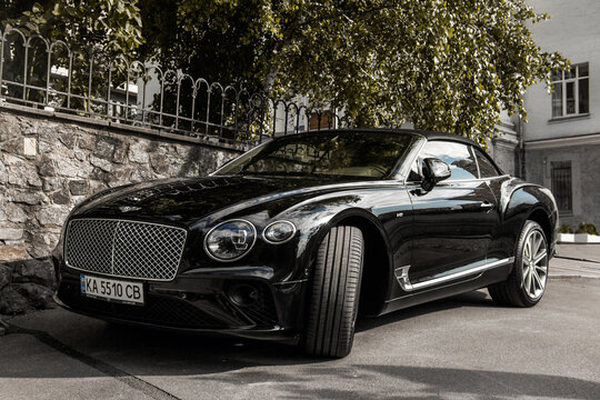 Kiev, Ukraine - June 12, 2021: Luxury British car Bentley Continental GT Convertible is parked in the city