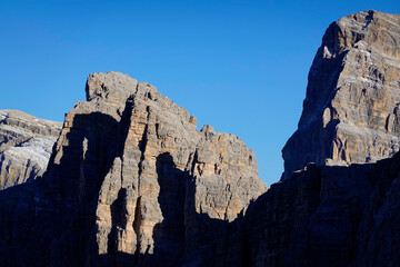 Alpine autumn landscape of Cristallo Mountain, Dolomites, Italy