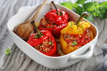 Bell pepper stuffed filled with meat and rice