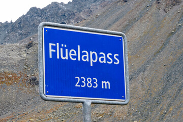 Fluelapass, Switzerland - September 29, 2021: The Fluelapass at 2383 metres is an alpine pass in...