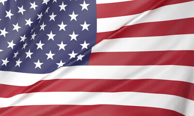 Fototapeta premium American Flag printed on textured cloth with featured fabric creases. 3D rendered Illustration