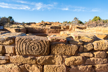 Obraz premium Historic wall in a Pueblo village in Mesa Verde National Park