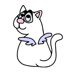 Vector children's design for postcard banners.Cute funny kitten