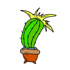 Vector children's design for postcard banners.Cute funny cactus in a pot
