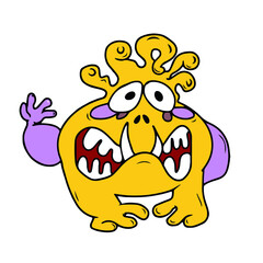 Vector children's design for postcard banners.Cute funny funny monsters for Halloween