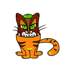 Vector children's design for postcard banners.Cute funny funny monsters for Halloween