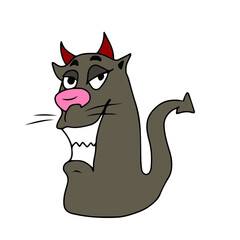 Vector children's design for postcard banners.Cute funny kitten