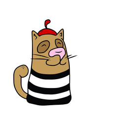 Vector children's design for postcard banners.Cute funny kitten