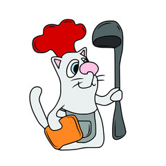 Vector children's design for postcard banners.Cute funny kitten