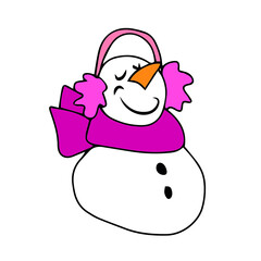 Vector children's design for postcard banners.Cute funny snowman