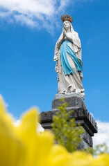 Lourdes, France - August 28, 2021: A statue of the holy Virgin Mary - our lady of Lourdes