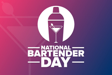 National Bartender Day. Holiday concept. Template for background, banner, card, poster with text inscription. Vector EPS10 illustration.