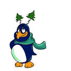 Vector children's design for postcard banners.Cute funny penguin
