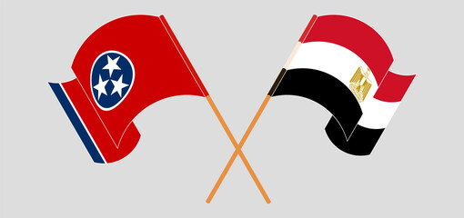 Crossed and waving flags of The State of Tennessee and Egypt