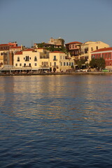 the town of coastal city Chania in Crete, Greece