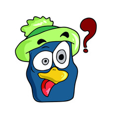 Vector children's design for postcard banners.Cute funny penguin