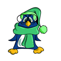 Vector children's design for postcard banners.Cute funny penguin