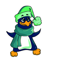 Vector children's design for postcard banners.Cute funny penguin