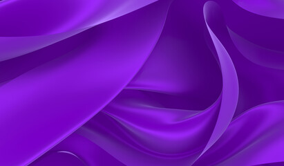 Beautiful flowing fabric of violet wavy silk or satin. 3d rendering image.