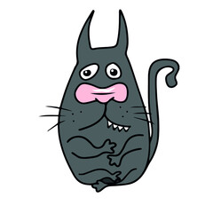 Vector children's design for postcard banners.Funny kitty