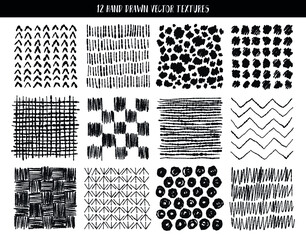 Hand drawn doodle sketch line. Vector design elements. Collection texture with variety abstract shapes. Different wave lines. 