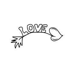 Vector children's design for postcard banners.Arrow with the text love