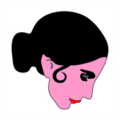 Black hair girl with pink face