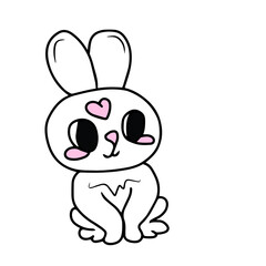 Vector children's design for postcard banners.Funny white bunny